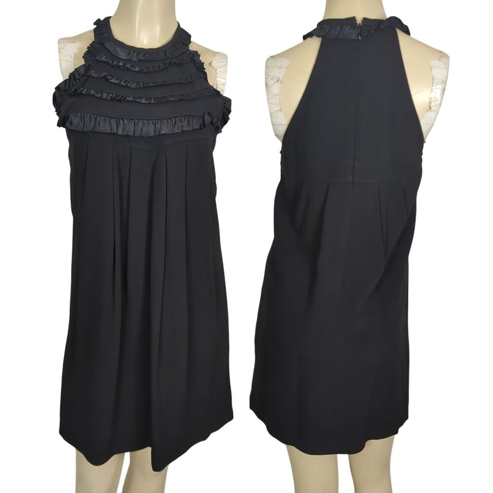 Etro Black Sleeveless Ruffle Yoke Mini Dress